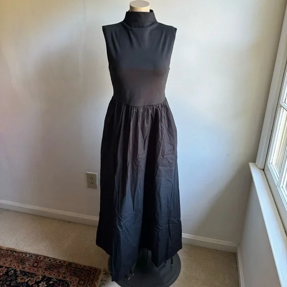 NWT J.Crew Fitted knit mockneck dress with poplin skirt in Black - Picture 4 of 15